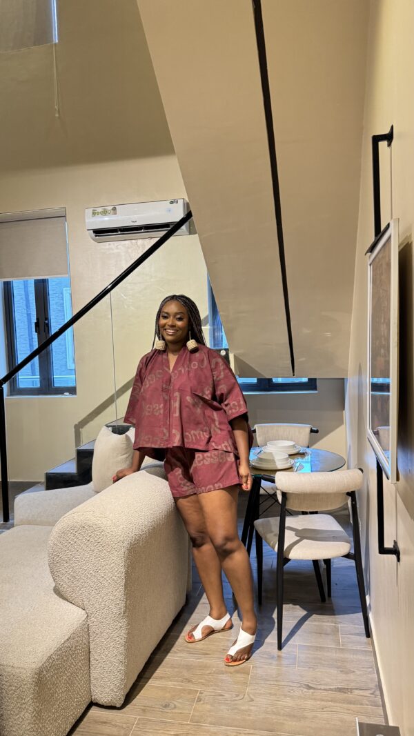 Brown tone cotton agbada short set