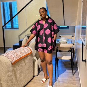 Purple and Black Agbada Short Set