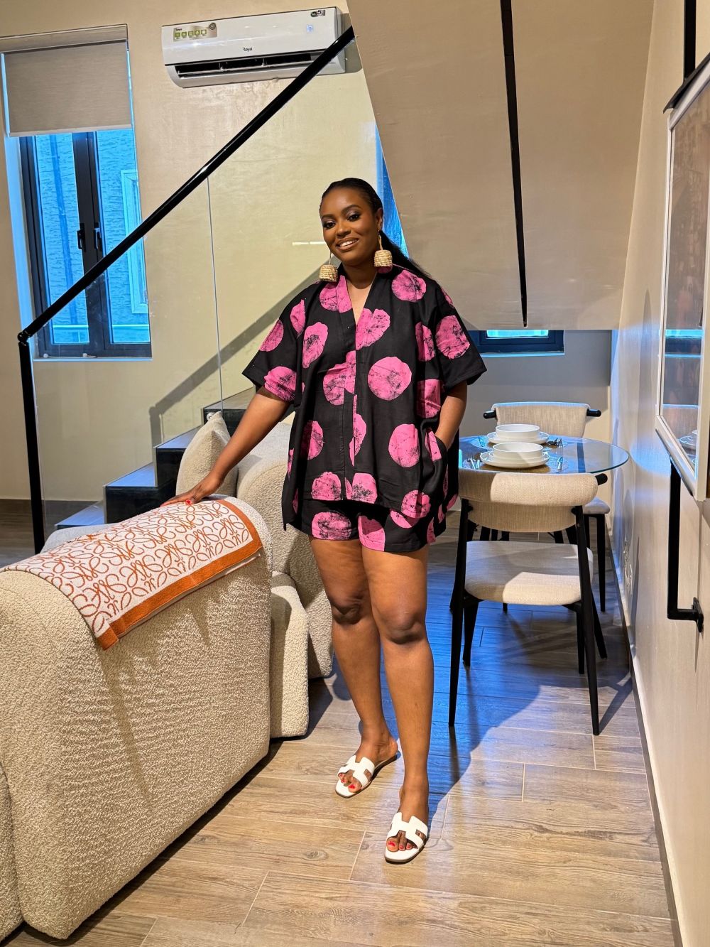 Purple and Black Agbada Short Set