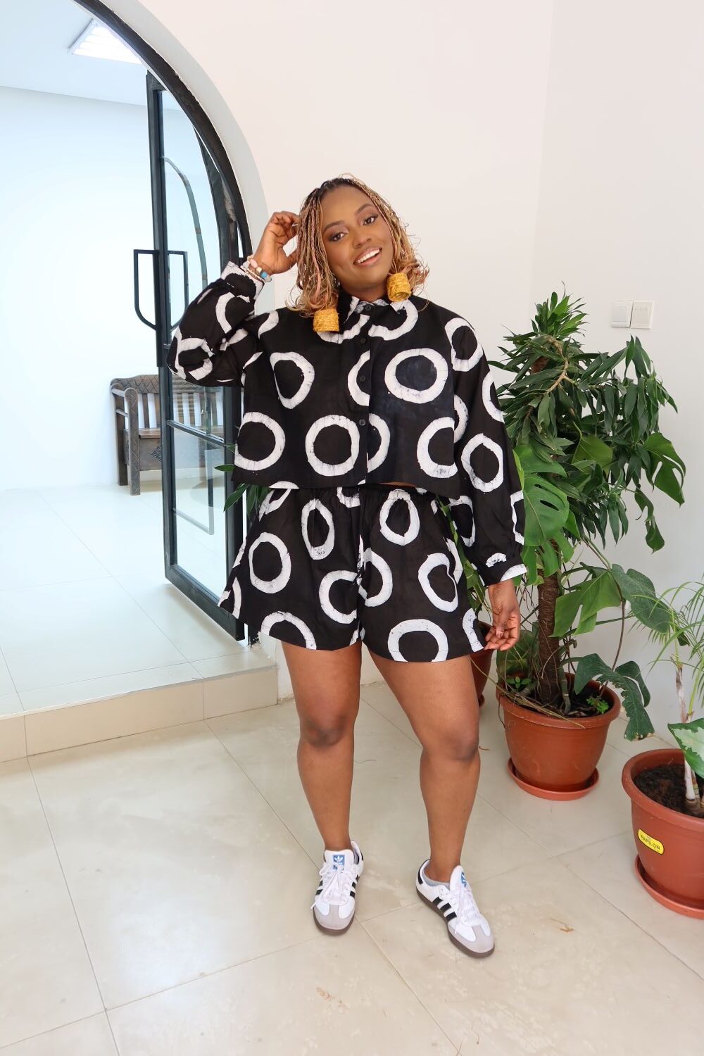 Black and White Crop Top Set