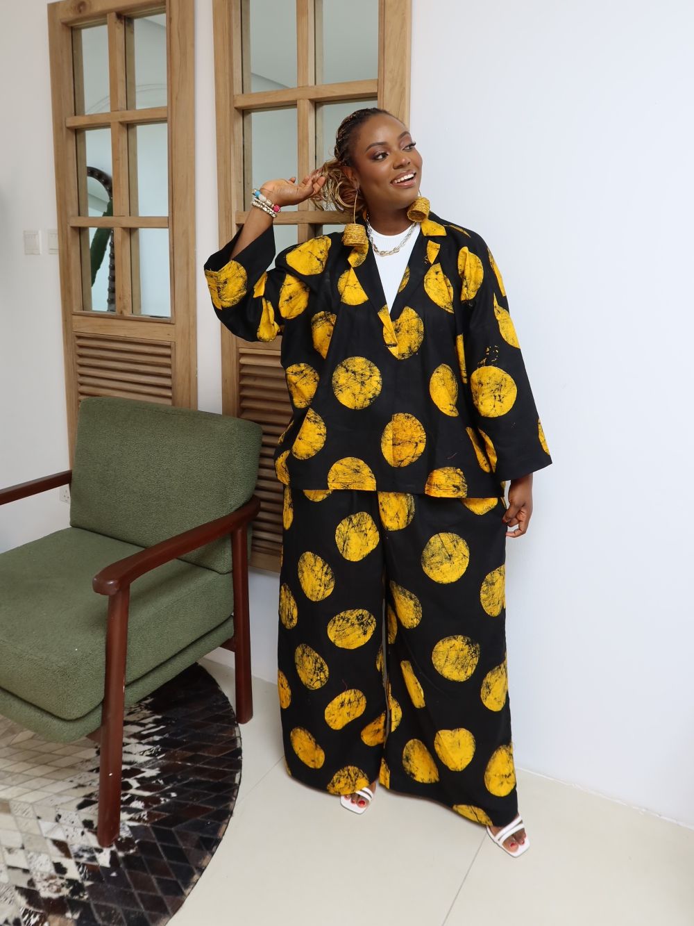 Black and Yellow Pant Set