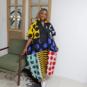 Multi Patterned 3/4 Maxi Dress