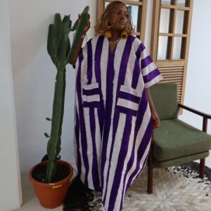 Purple and White Stripe Maxi Dress