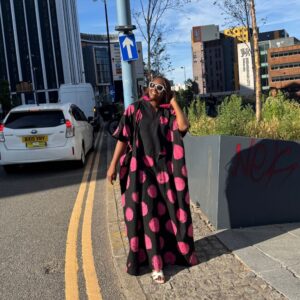 Black and Pink Maxi Dress