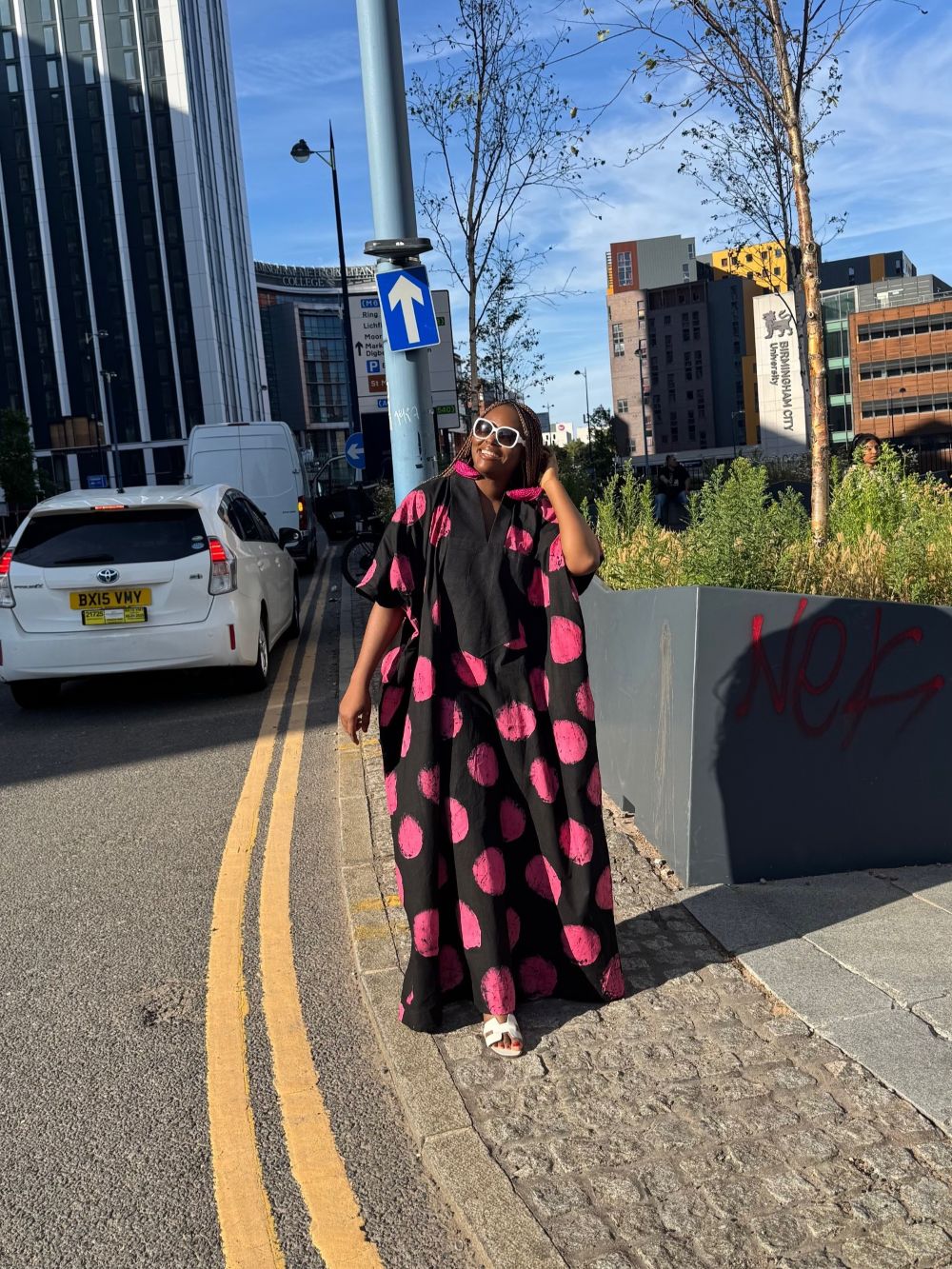 Black and Pink Maxi Dress