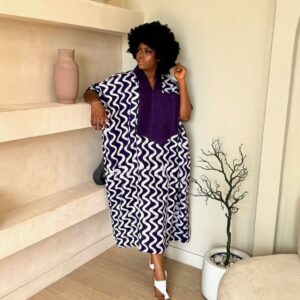 Purple and White Maxi Dress