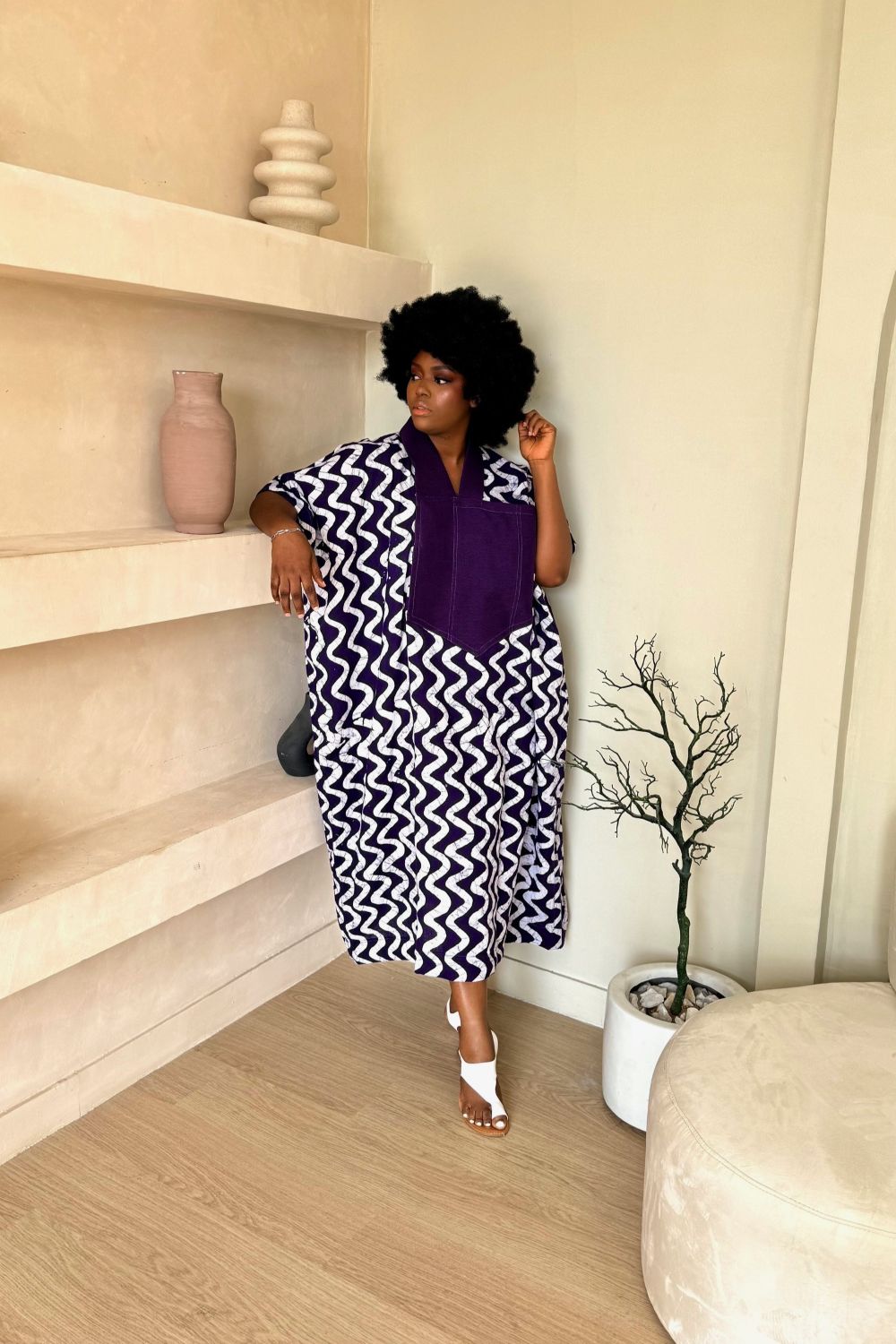 Purple and White Maxi Dress