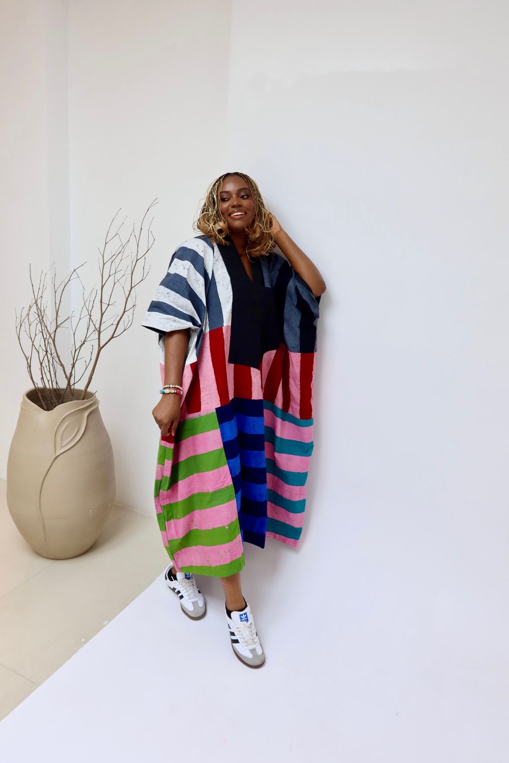 Multi-Coloured Stripe Maxi Dress
