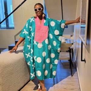 Green and White Maxi Dress