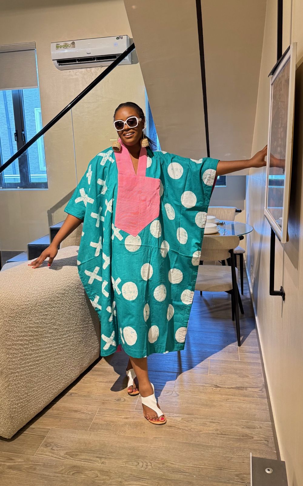 Green and White Maxi Dress