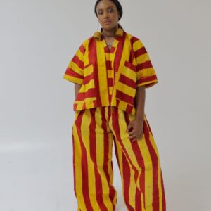 Red and Yellow Stripe Pant Set