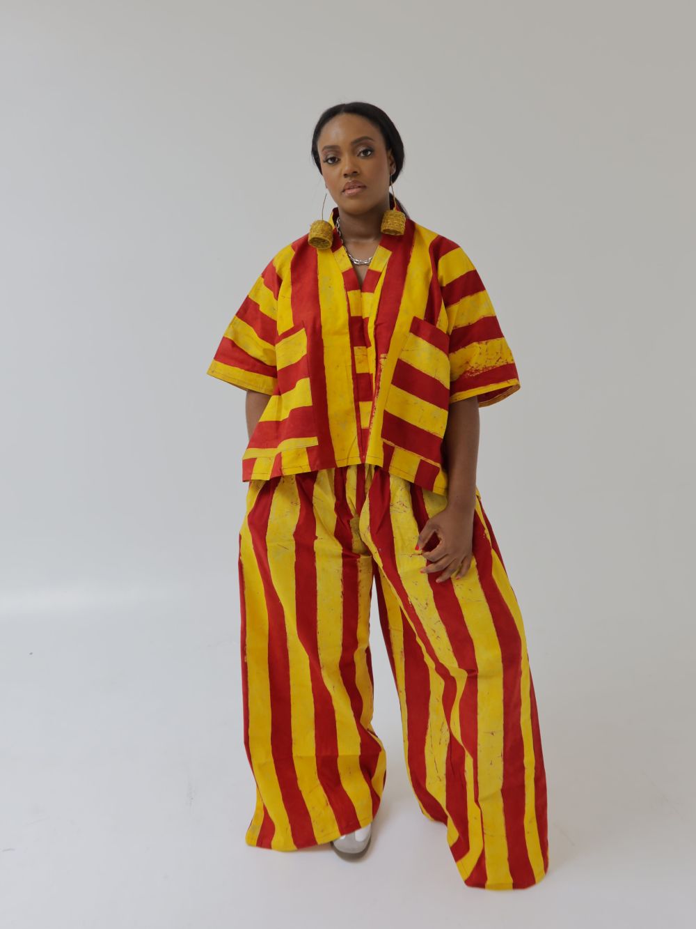 Red and Yellow Stripe Pant Set