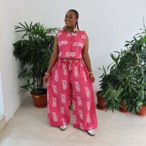 Pink xoxo pant set