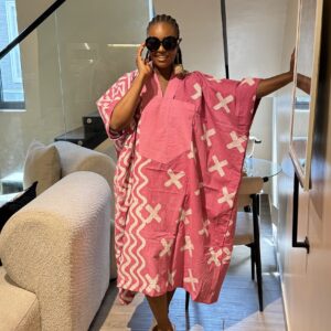 Pink x and wavy 3/4 maxi