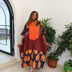 Brown tone multicolored maxi