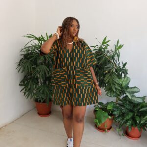 Army green shift dress