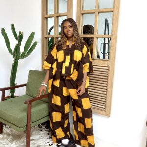 Brown box agbada pant set