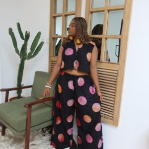 Multicolored ball waist coat pant set