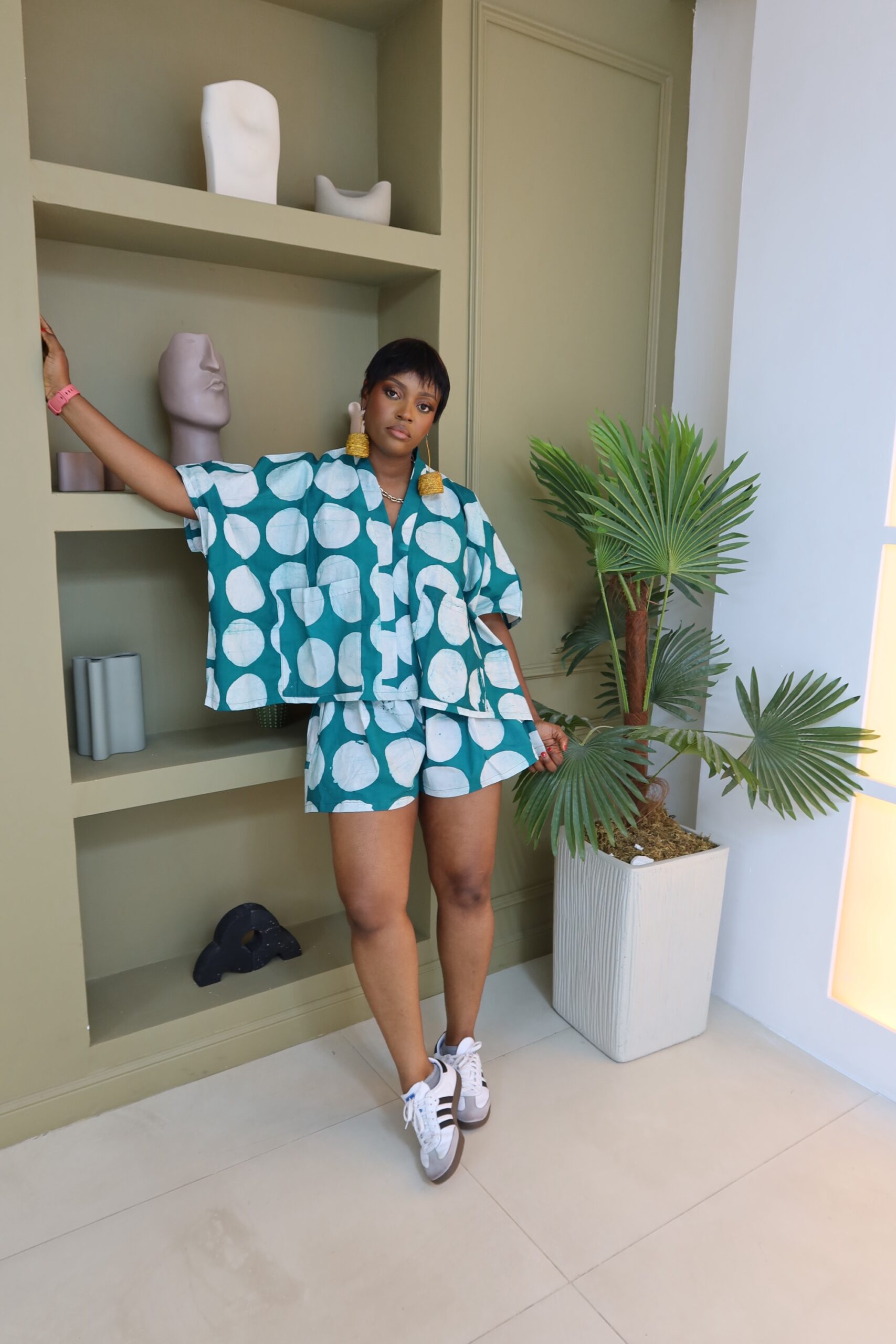Teal agbada short set