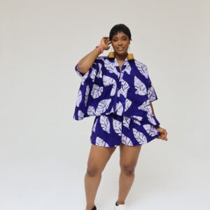 Purple leaf agbada short set