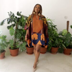 Brown tone agbada short dress