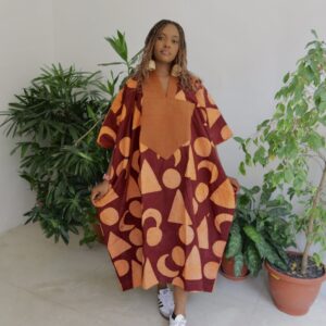 Wine/orange 3/4 maxi