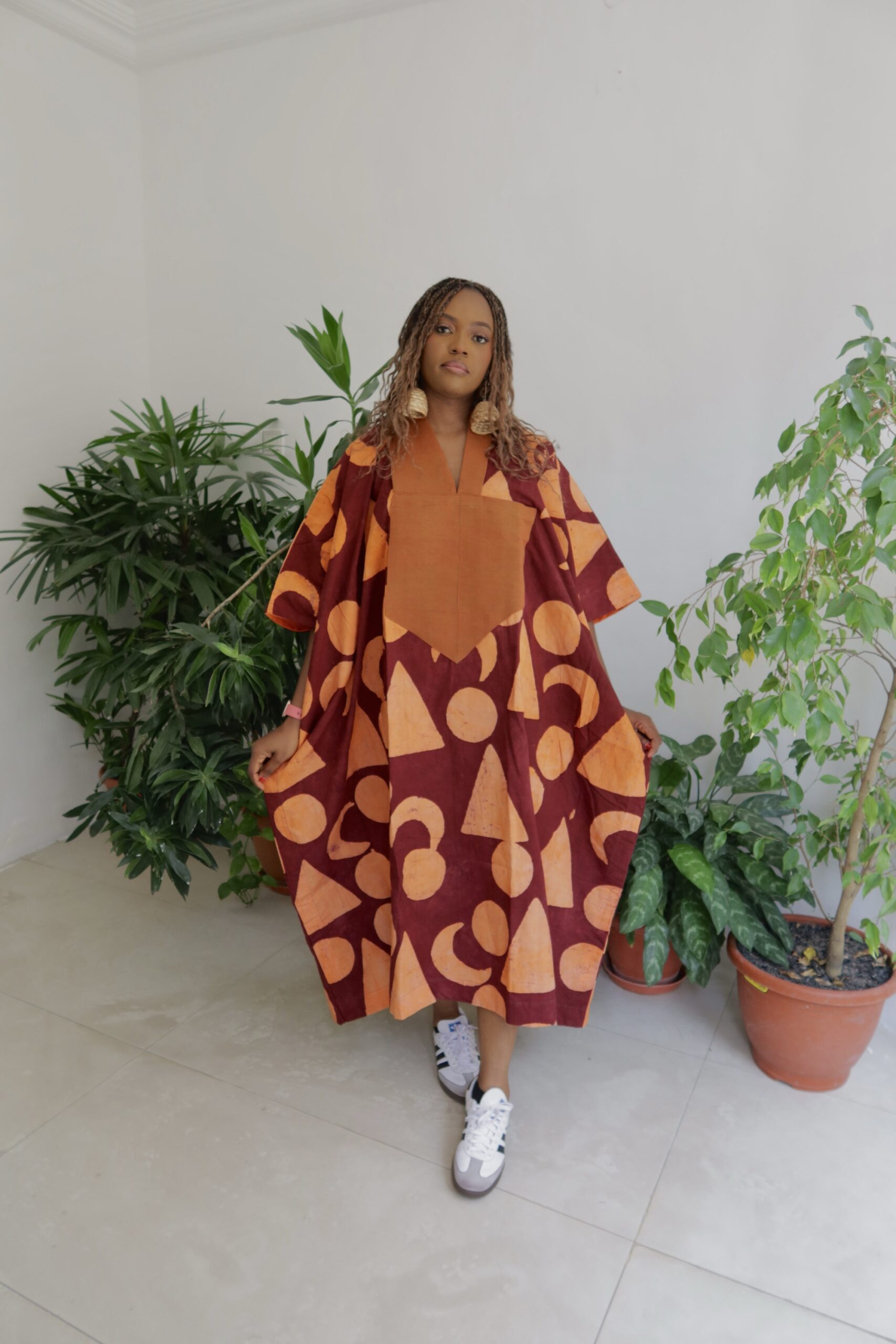 Wine/orange 3/4 maxi