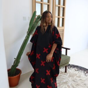 Red and black x full length maxi